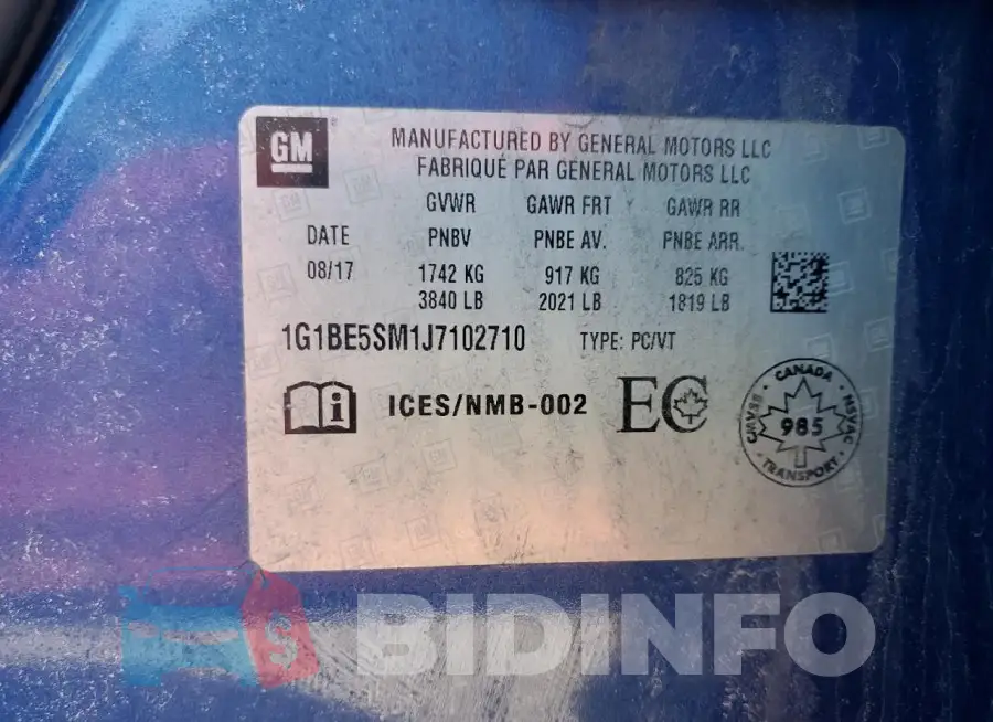 1G1BE5SM1J7102710 Photo# 12