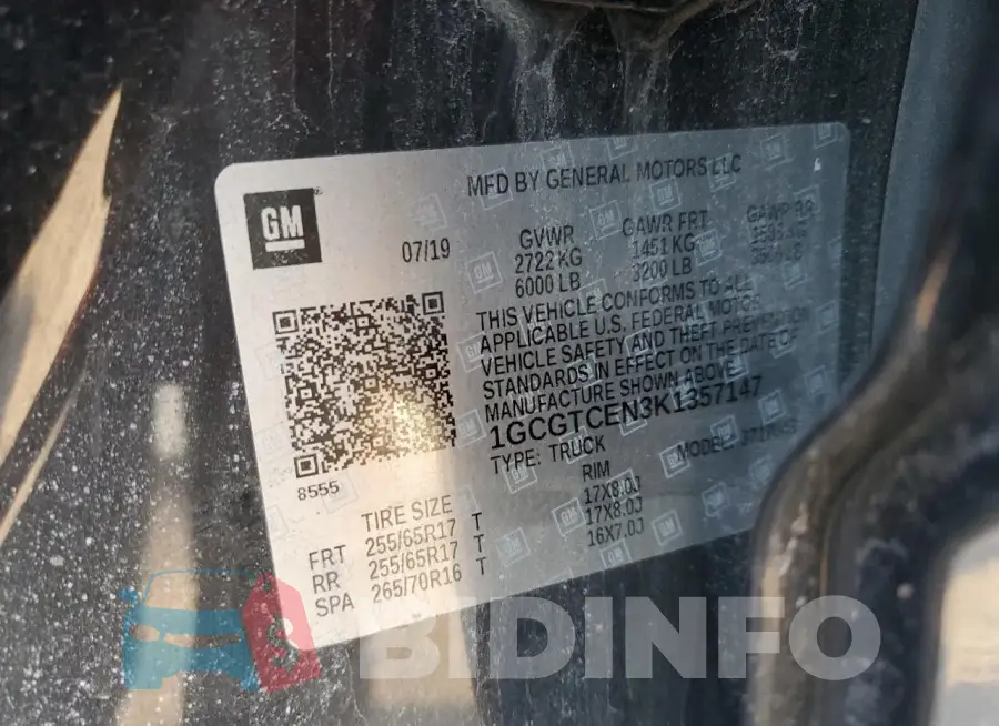 1GCGTCEN3K1357147 Photo# 12