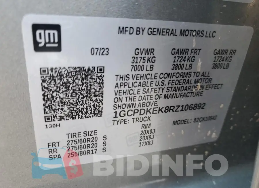 1GCPDKEK8RZ106892 Photo# 12