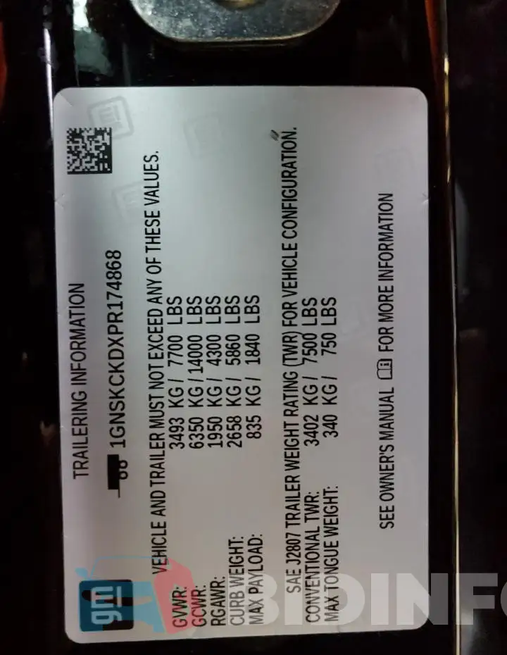1GNSKCKDXPR174868 Photo# 13