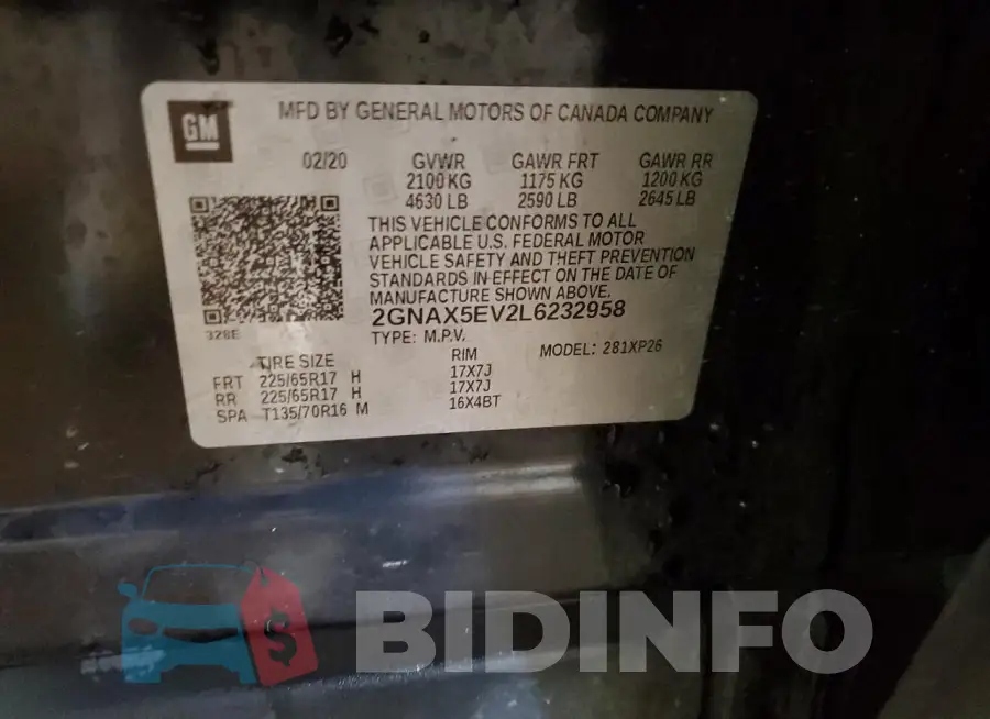2GNAX5EV2L6232958 Photo# 13