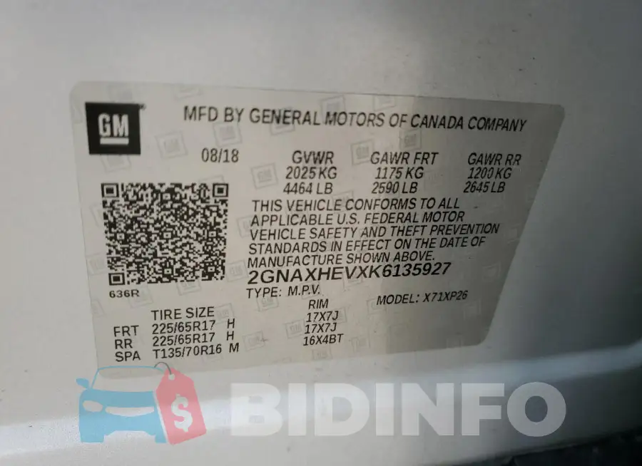 2GNAXHEVXK6135927 Photo# 12