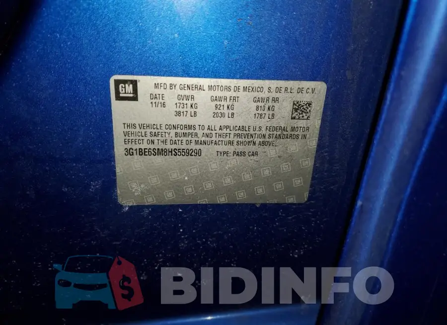 3G1BE6SM8HS559290 Photo# 12