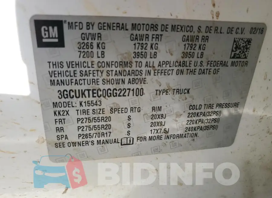 3GCUKTEC0GG227100 Photo# 12