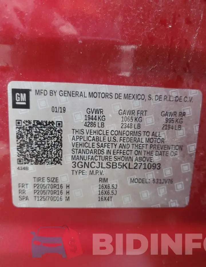 3GNCJLSB5KL271093 Photo# 14