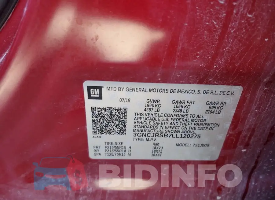 3GNCJRSB7LL120275 Photo# 13
