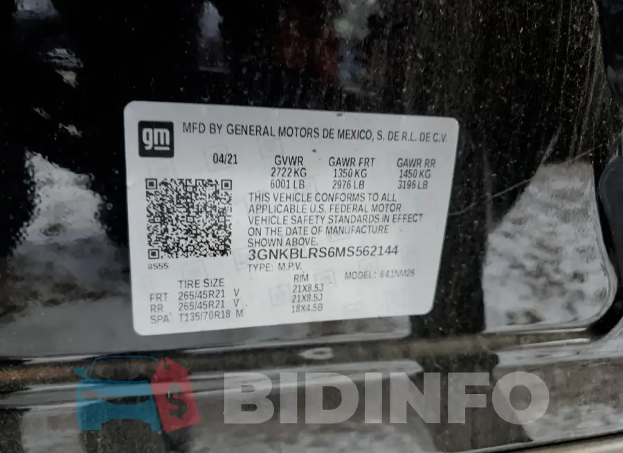 3GNKBLRS6MS562144 Photo# 13