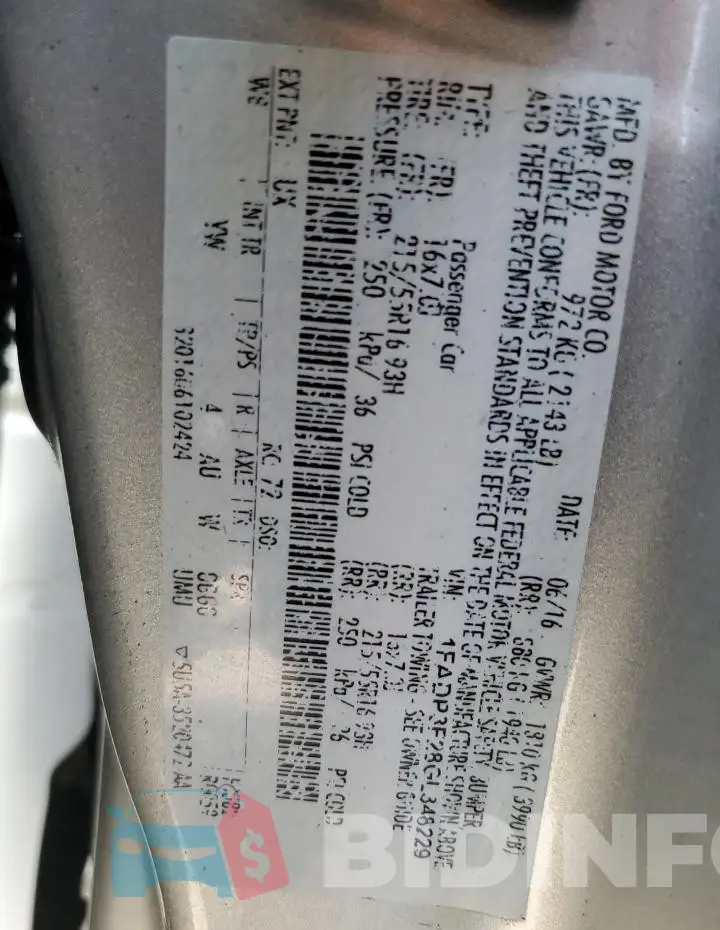 1FADP3F28GL348229 Photo# 12
