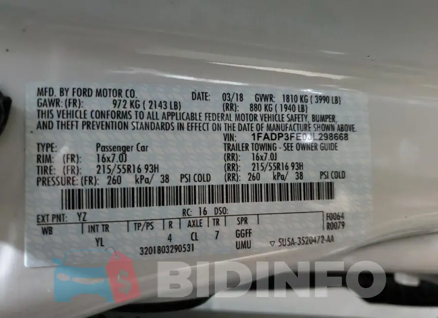 1FADP3FE0JL298668 Photo# 13