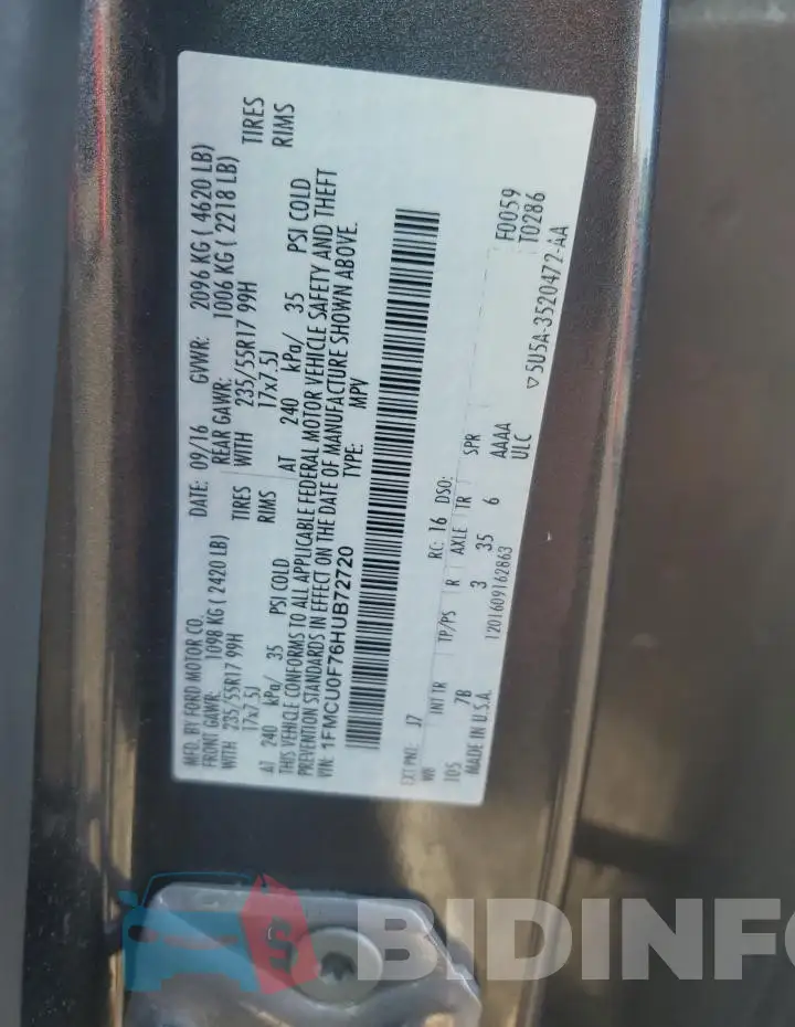 1FMCU0F76HUB72720 Photo# 13