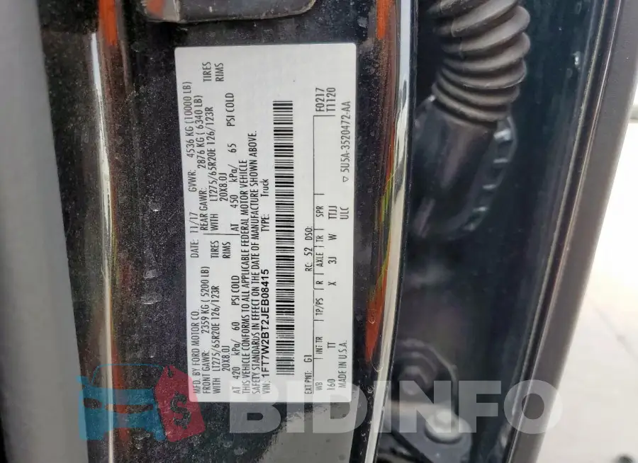 1FT7W2BT2JEB08415 Photo# 12