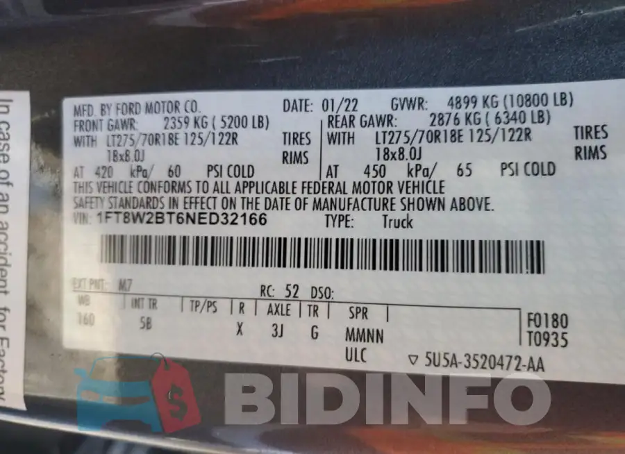 1FT8W2BT6NED32166 Photo# 12