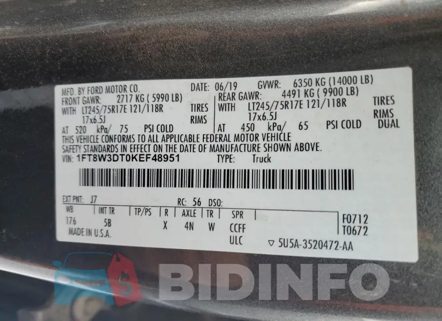 1FT8W3DT0KEF48951 Photo# 12