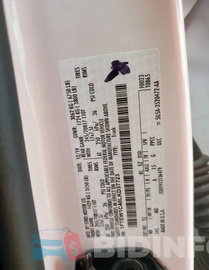 1FTEW1C40LKD37723 Photo# 12