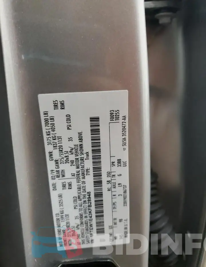 1FTEW1E43KFB28948 Photo# 13