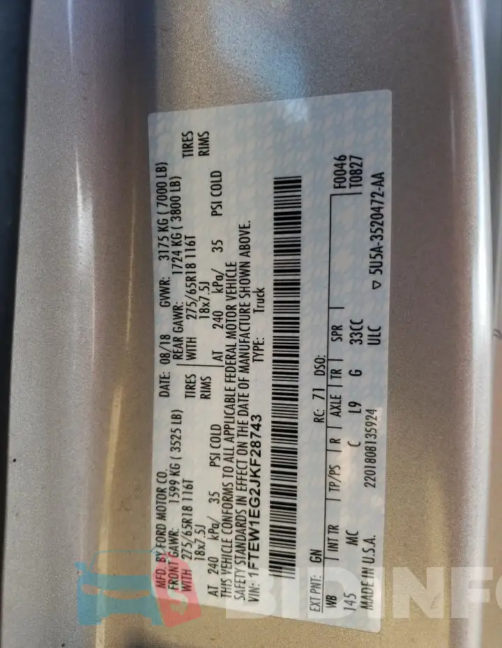 1FTEW1EG2JKF28743 Photo# 12