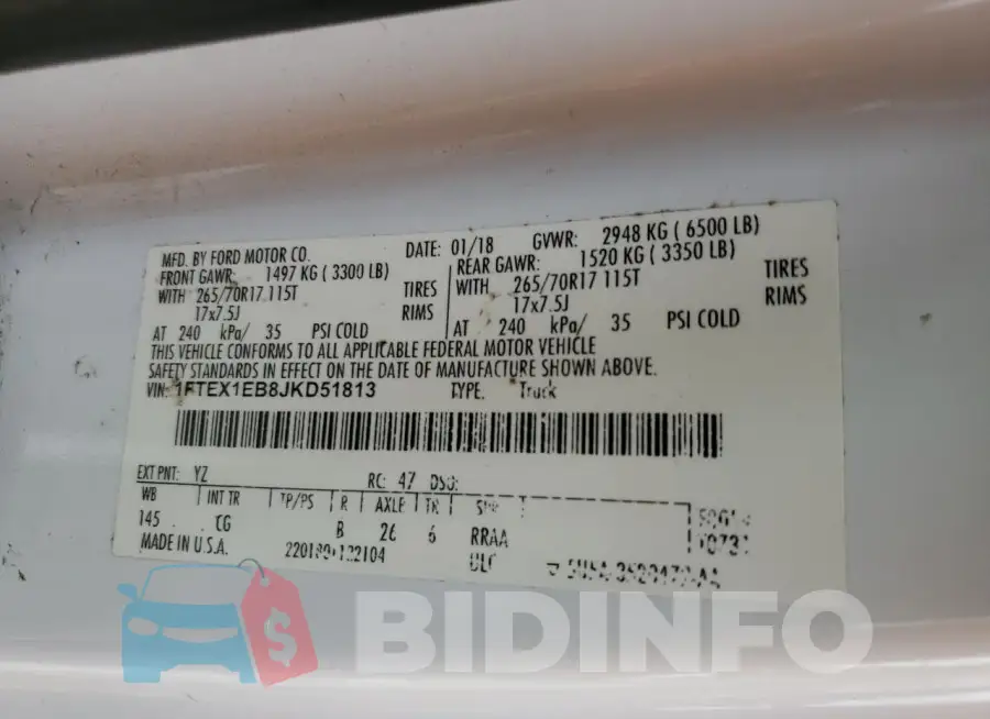 1FTEX1EB8JKD51813 Photo# 12