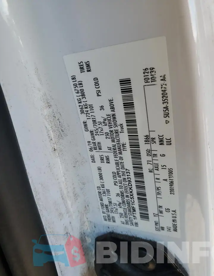 1FTMF1C5XKKD93137 Photo# 12