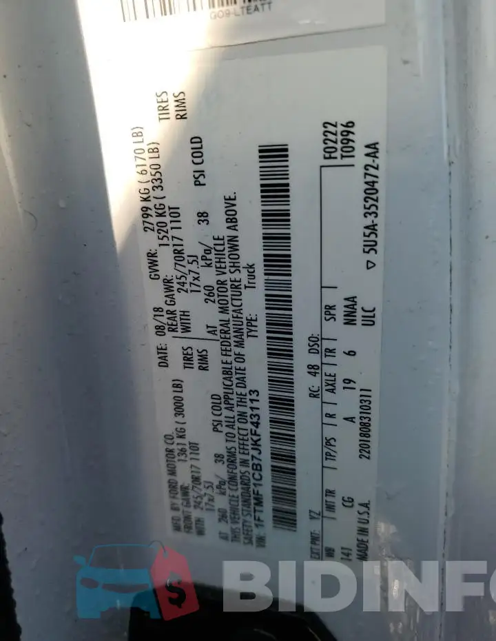 1FTMF1CB7JKF43113 Photo# 12