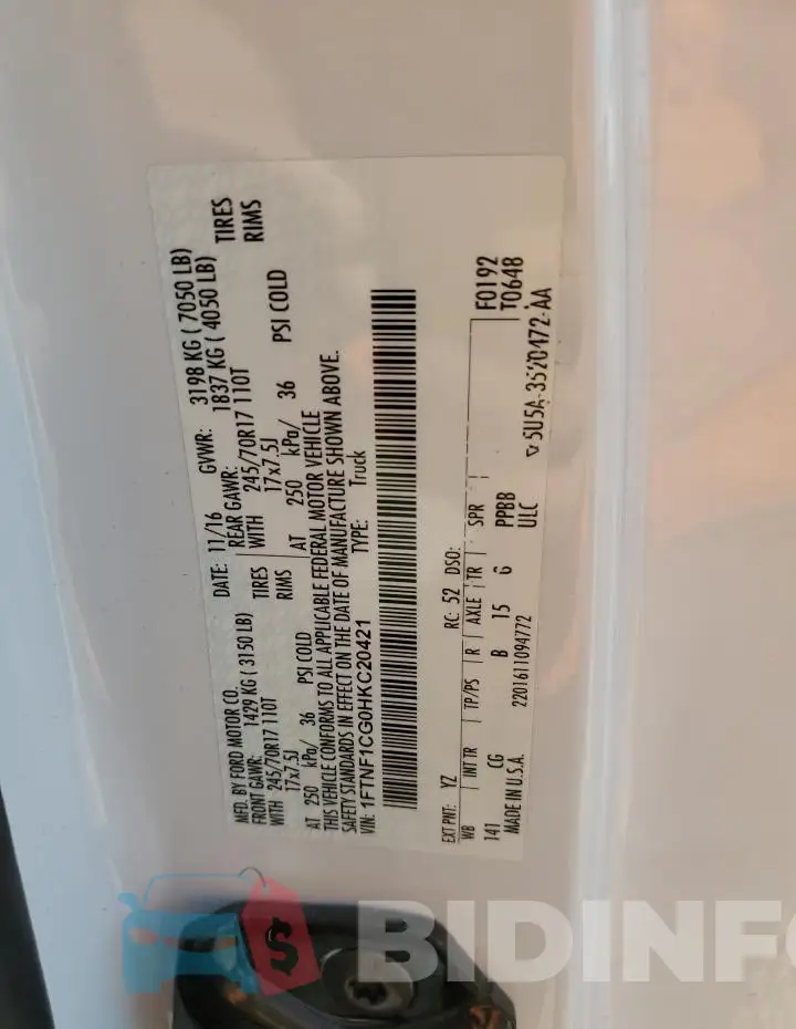 1FTNF1CG0HKC20421 Photo# 12