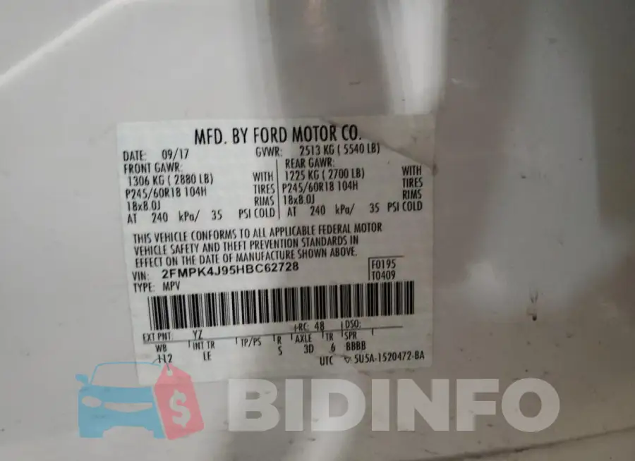 2FMPK4J95HBC62728 Photo# 13