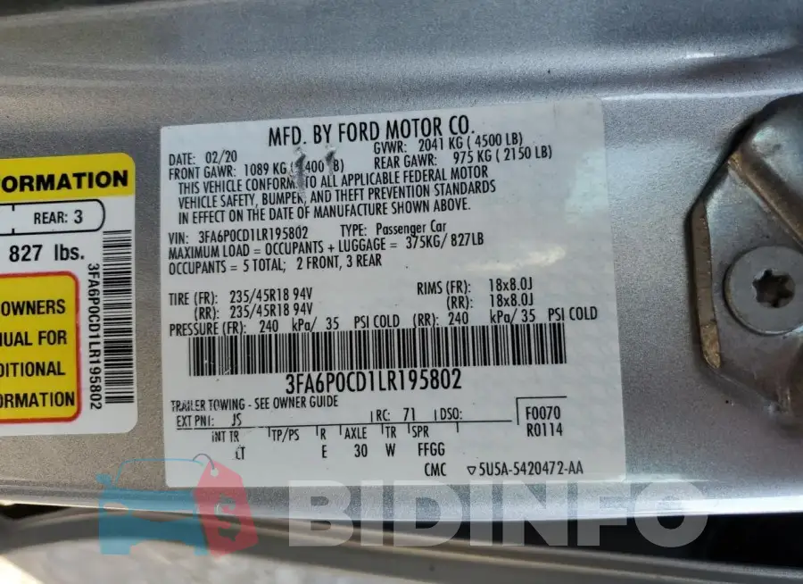 3FA6P0CD1LR195802 Photo# 12
