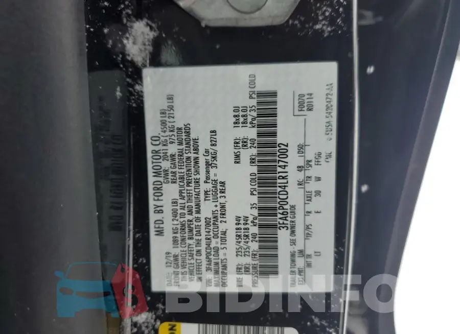 3FA6P0CD4LR147002 Photo# 12