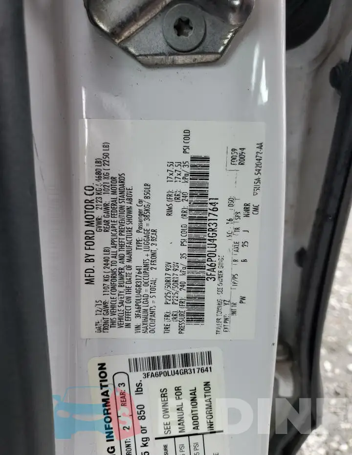 3FA6P0LU4GR317641 Photo# 12