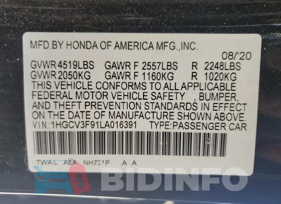 1HGCV3F91LA016391 Photo# 12