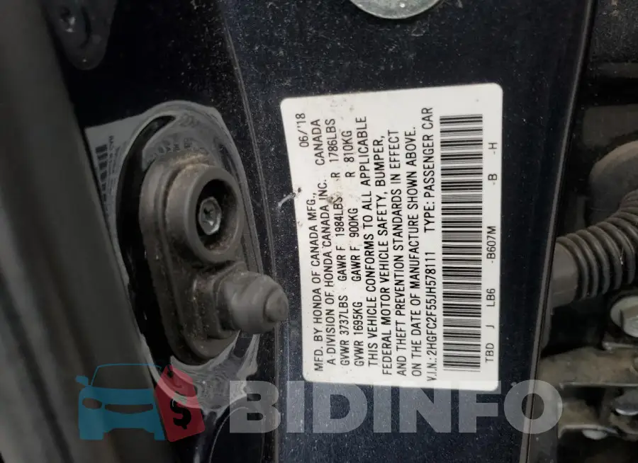 2HGFC2F55JH578111 Photo# 12