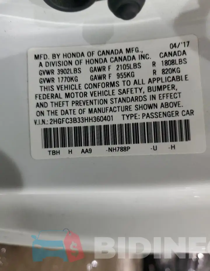 2HGFC3B33HH360401 Photo# 13