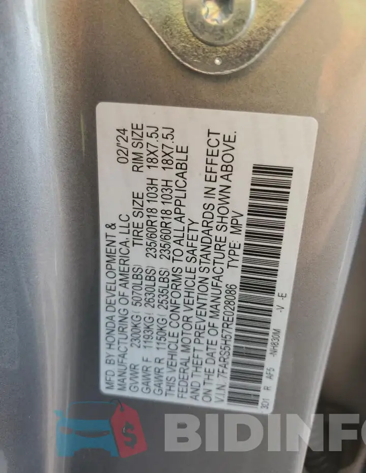 7FARS5H57RE028086 Photo# 13