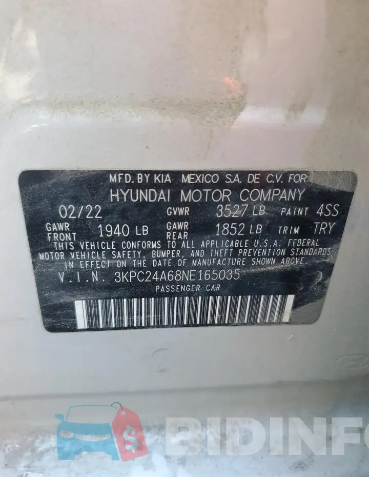 3KPC24A68NE165035 Photo# 13