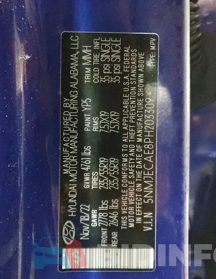 5NMJECAE8PH203309 Photo# 13