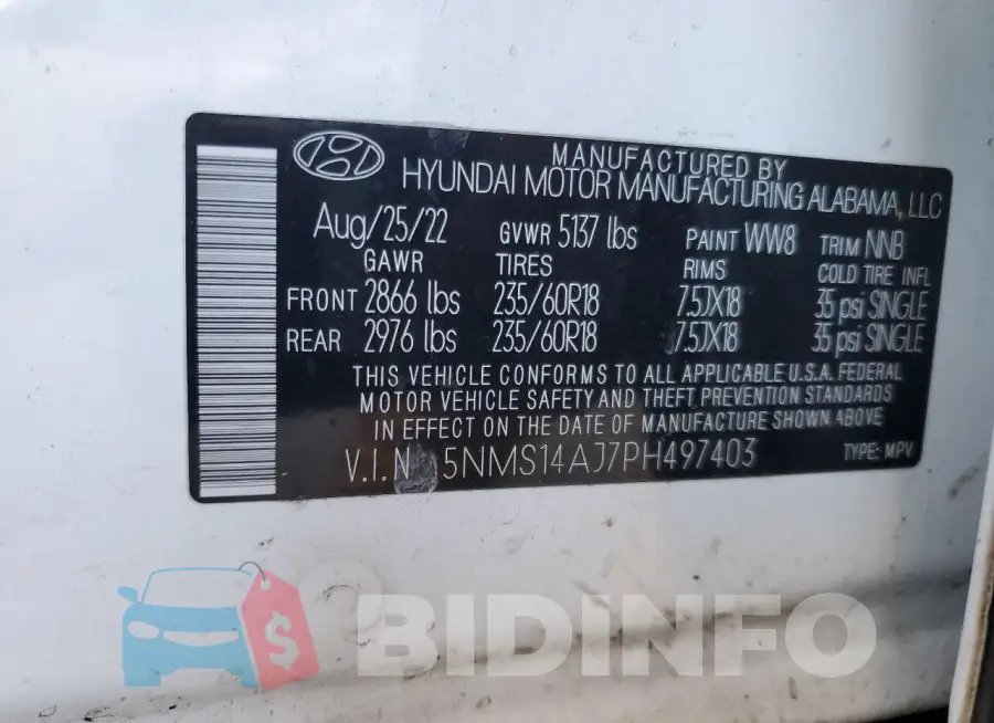 5NMS14AJ7PH497403 Photo# 14