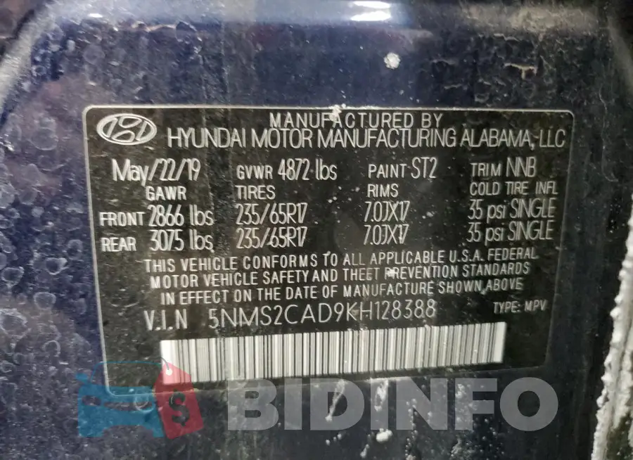 5NMS2CAD9KH128388 Photo# 13