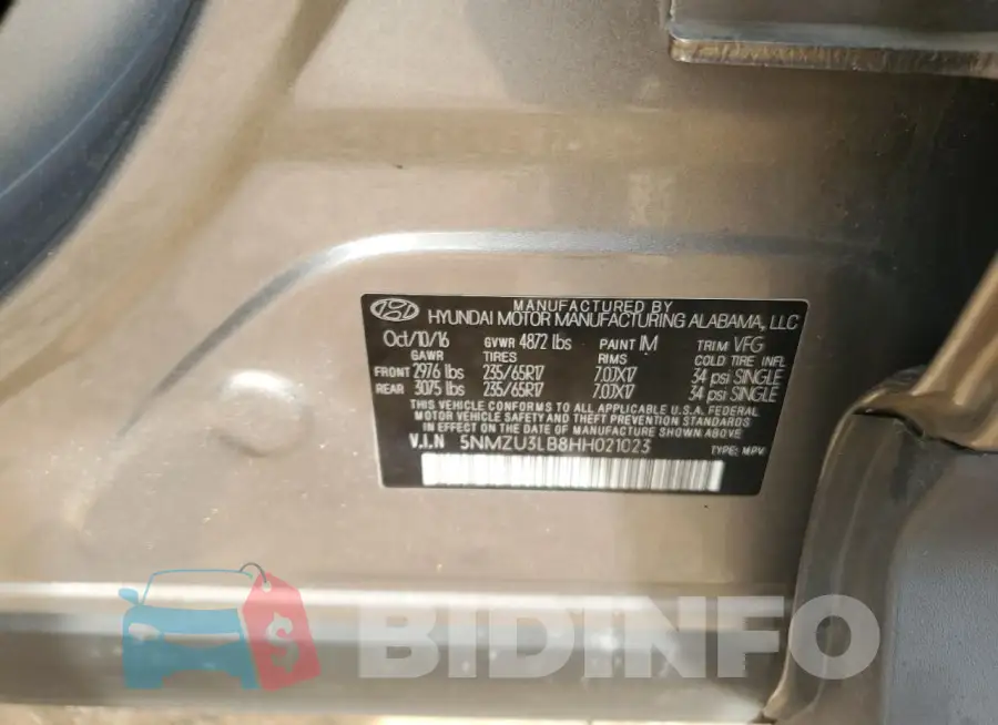 5NMZU3LB8HH021023 Photo# 13