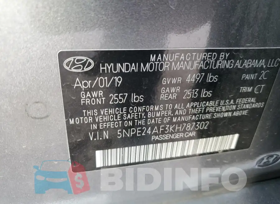 5NPE24AF3KH787302 Photo# 12