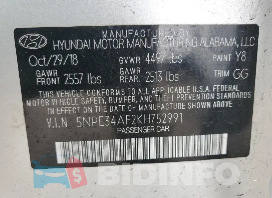 5NPE34AF2KH752991 Photo# 13