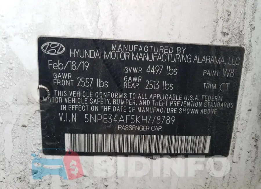 5NPE34AF5KH778789 Photo# 12