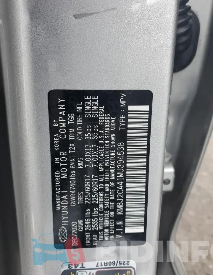 KM8J2CA41MU394538 Photo# 12