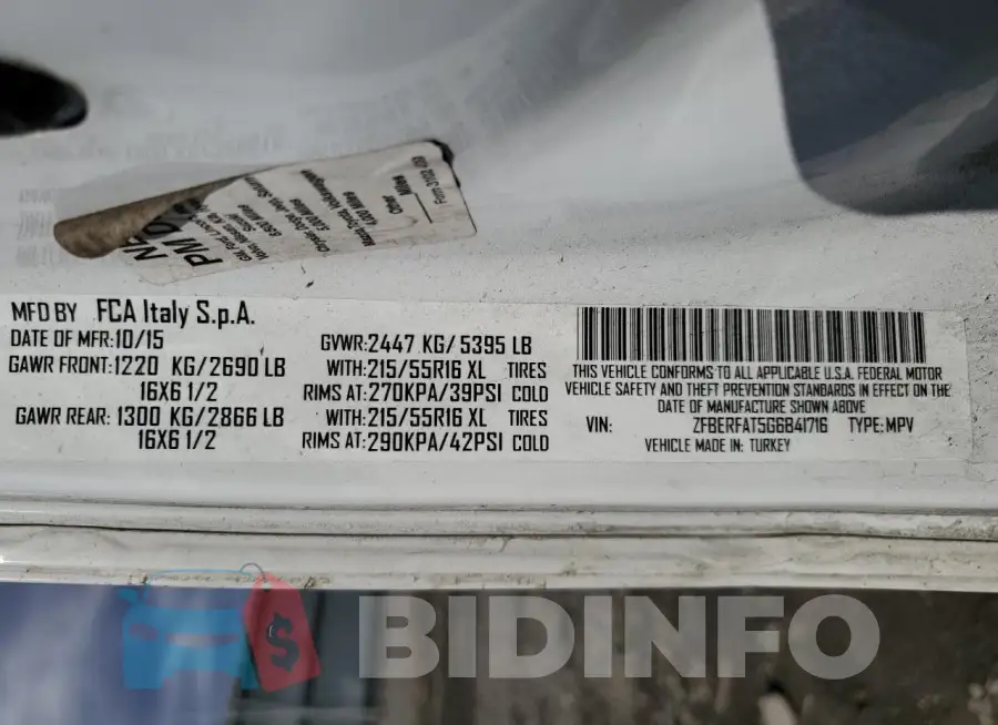 ZFBERFAT5G6B41716 Photo# 13