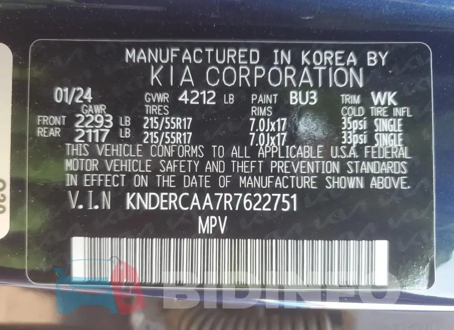 KNDERCAA7R7622751 Photo# 13