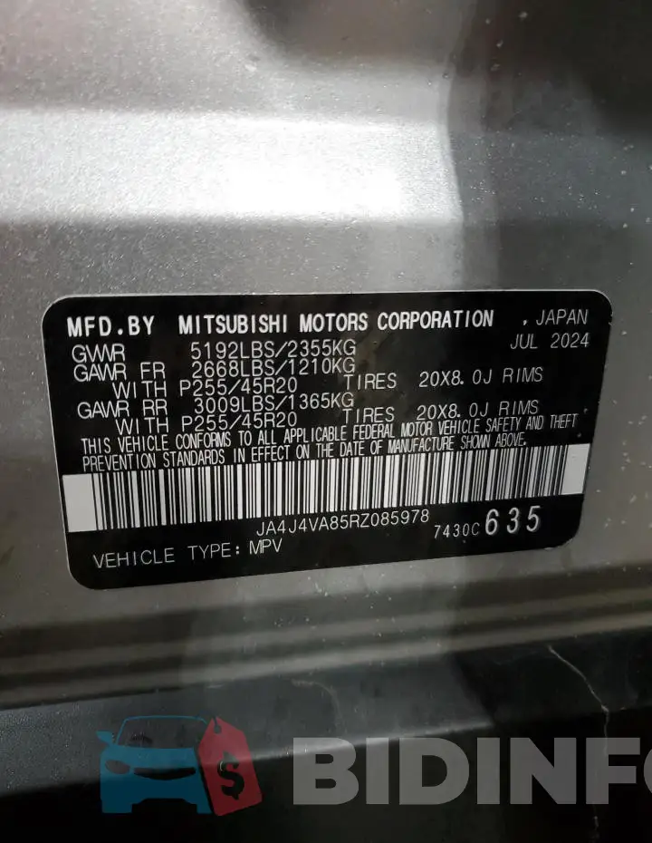 JA4J4VA85RZ085978 Photo# 13