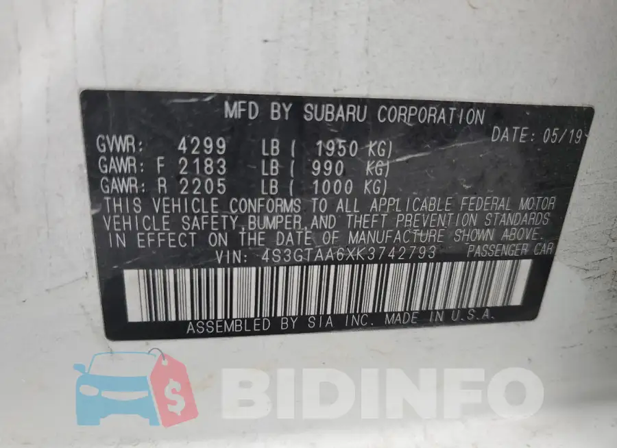 4S3GTAA6XK3742793 Photo# 12