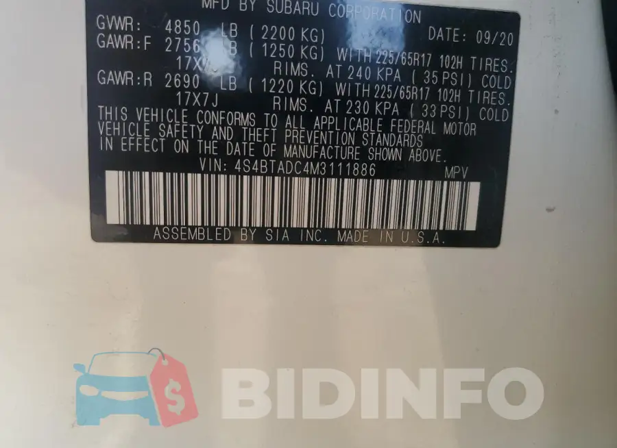 4S4BTADC4M3111886 Photo# 13