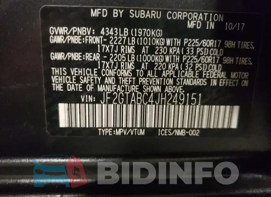 JF2GTABC4JH249151 Photo# 13