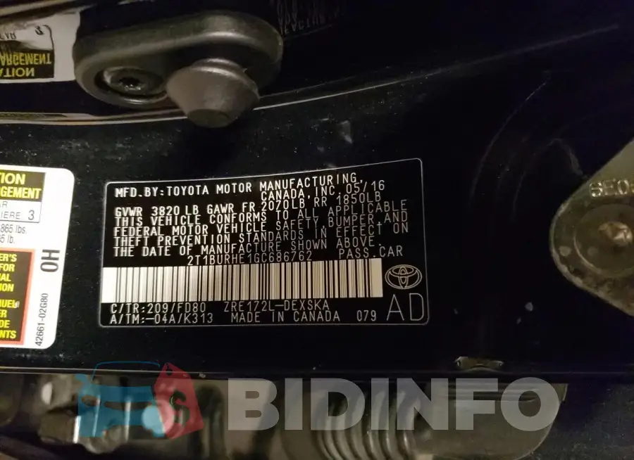 2T1BURHE1GC686762 Photo# 10