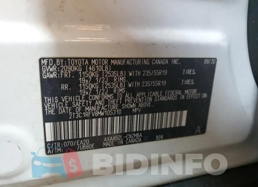 2T3C1RFV8MW105310 Photo# 13