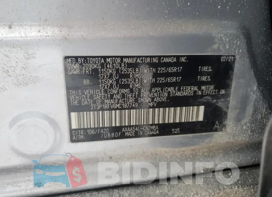 2T3P1RFV6MC187749 Photo# 13